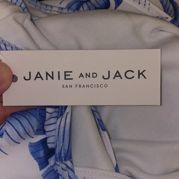 Janie and Jack blue Leaf Print Kids size 12 Swimsuit - Picture 8 of 8